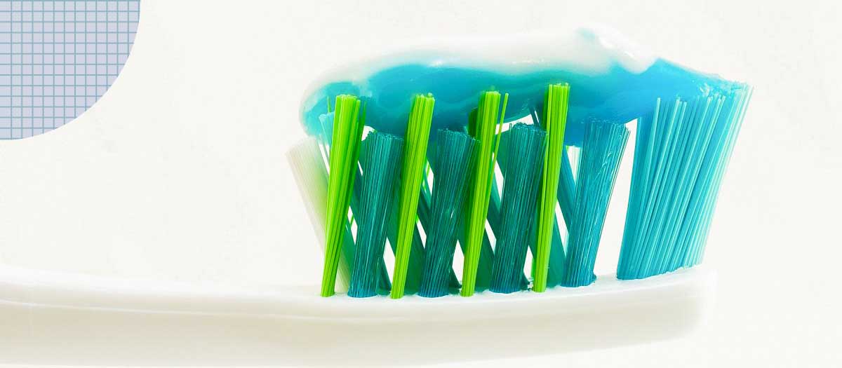 Toothbrush with toothpaste on the bristles