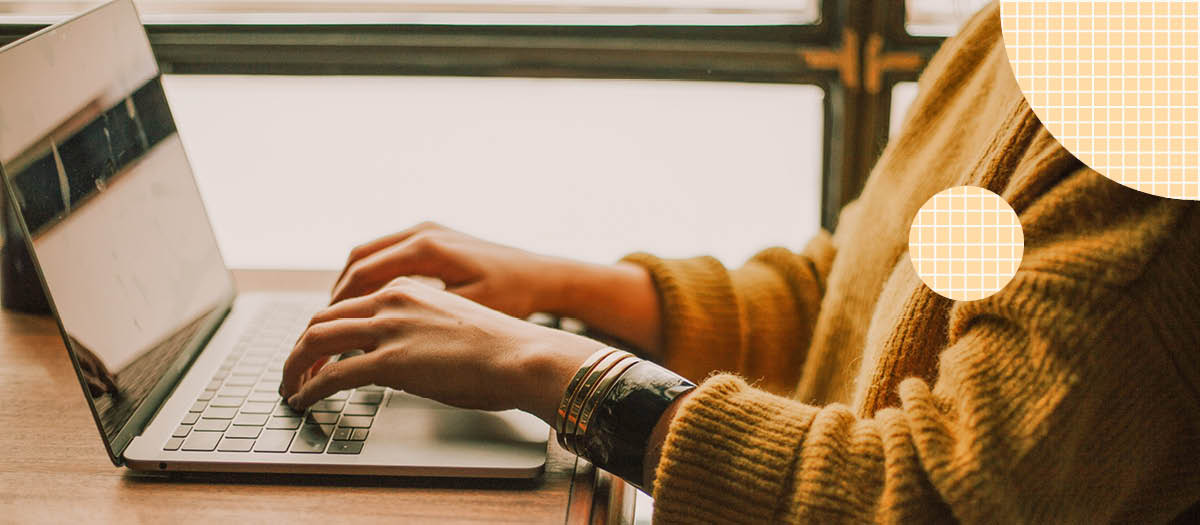 person doing research on laptop