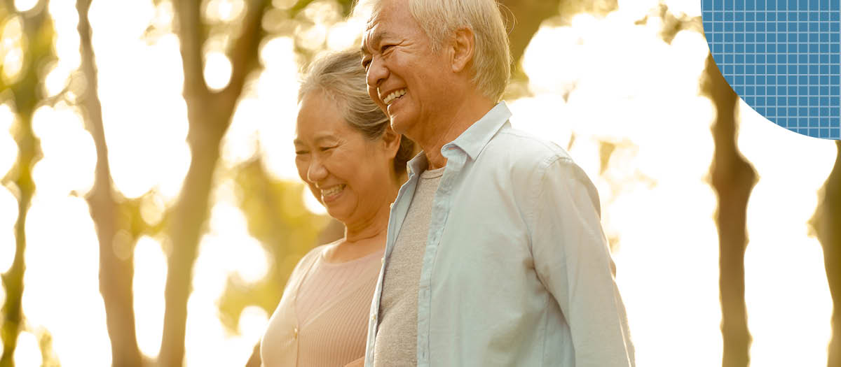 Retired couple on a walk